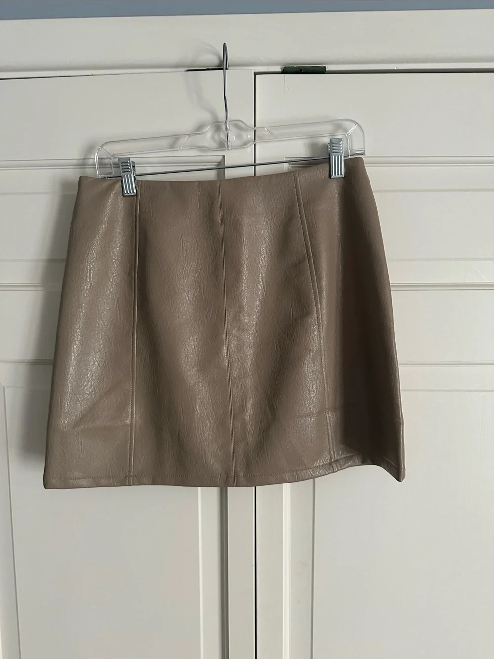 Bluivy Taupe Faux Leather Mini Skirt